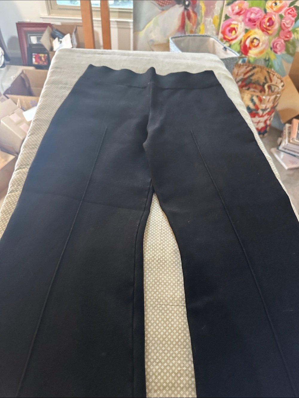 J. Crew Black Scalloped Waist Straight-Leg Trousers